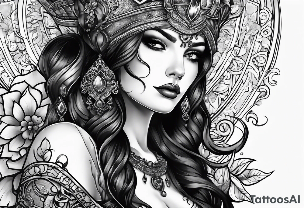 Gothic female style tattoo idea