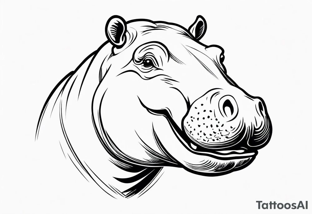 Hippopotamus face smiling tattoo idea