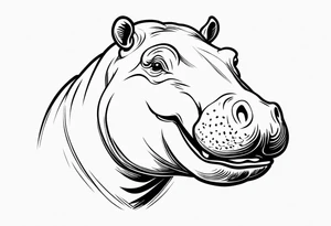 Hippopotamus face smiling tattoo idea