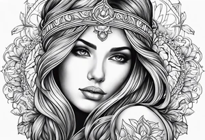 Virgo mother beautiful long hair tattoo idea