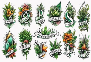Word Powered with plants tattoo idea