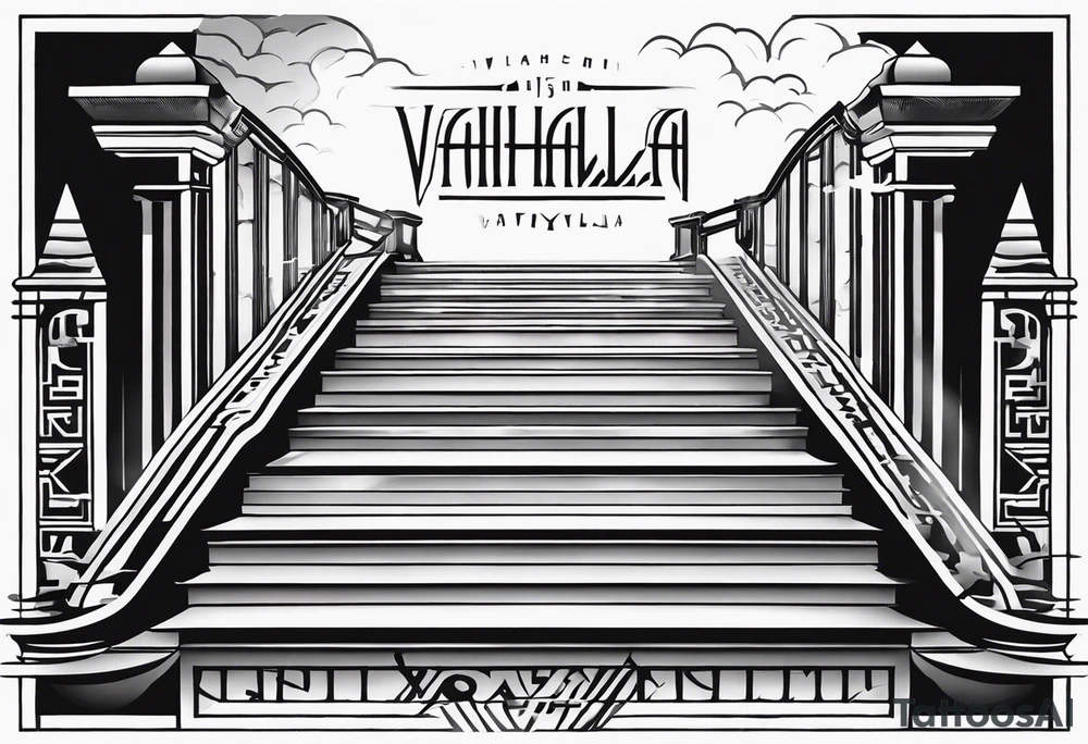 Valhalla fog stairs mist tattoo idea