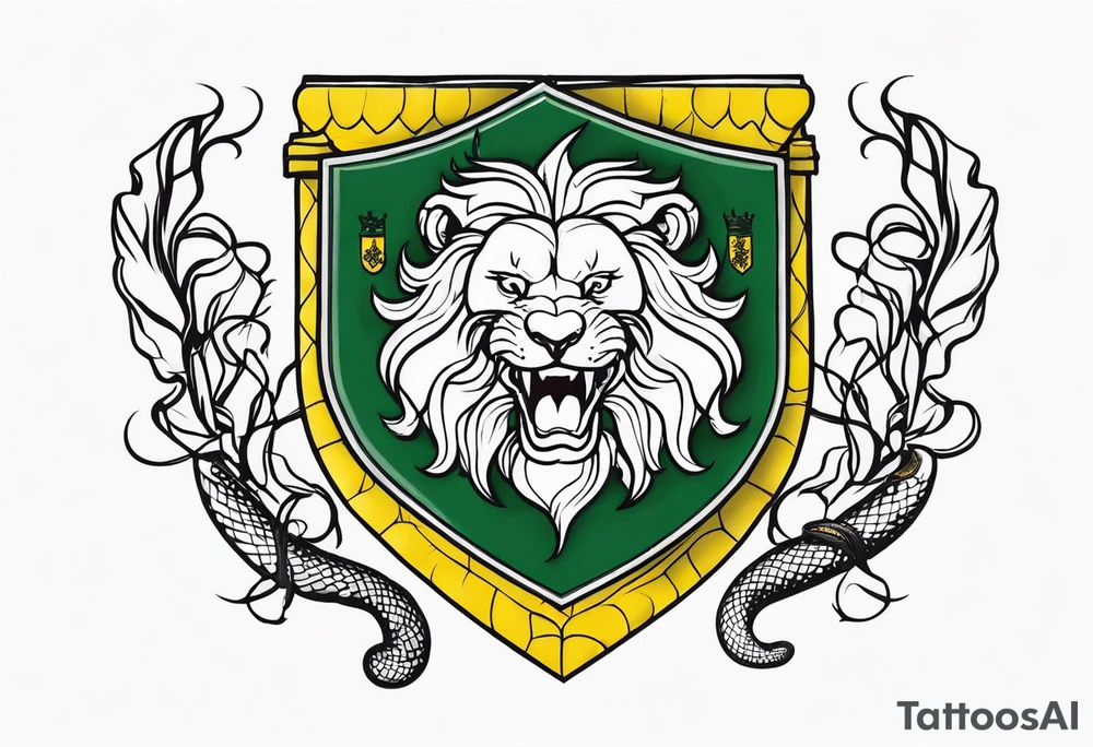 New school Scottish lion rampant with gadsden snake tattoo idea