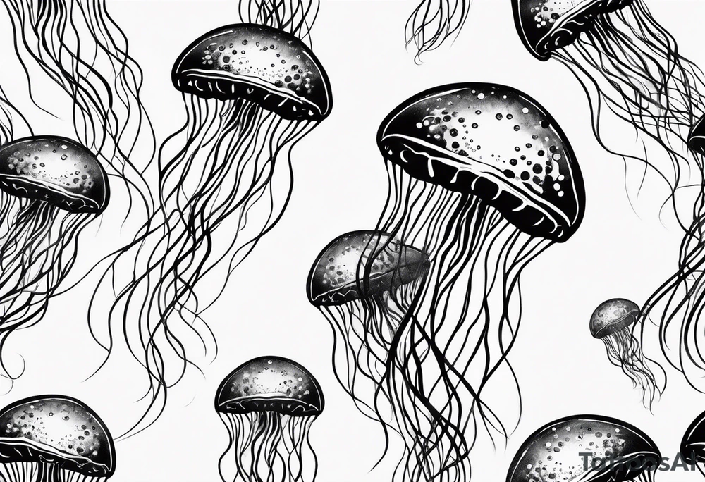 Jellyfish swimming bubbles tattoo idea