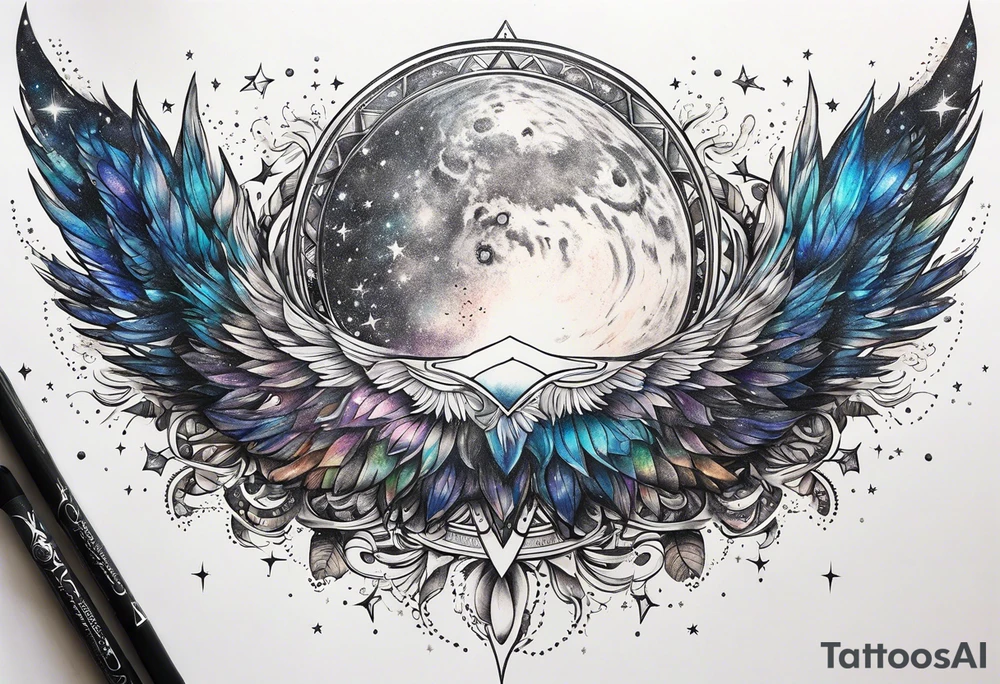 Celestial galaxy realistic tattoo idea
