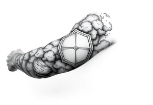 Half sleeve. clouds, shield, tattoo idea