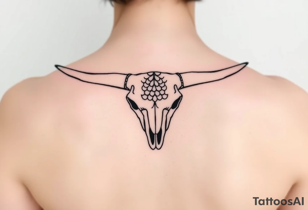 Longhorn skull with scales tattoo idea