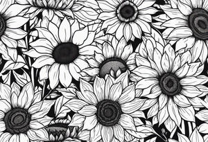 stamp  and sunflowers inside tattoo idea