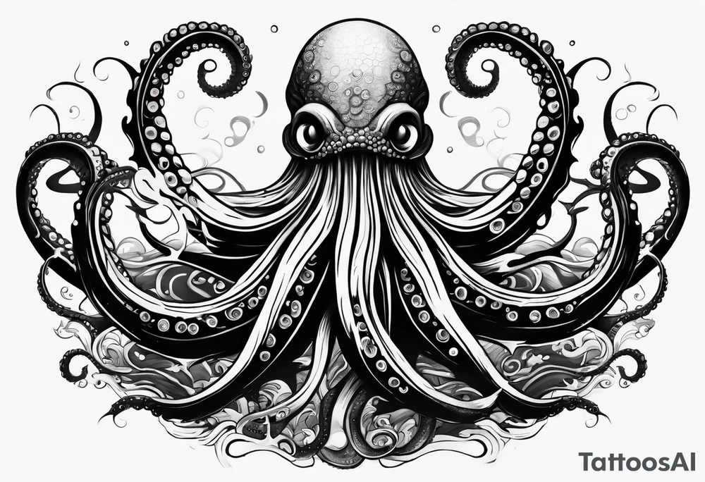 Kraken tentacles coming out of water tattoo idea