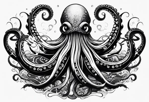 Kraken tentacles coming out of water tattoo idea