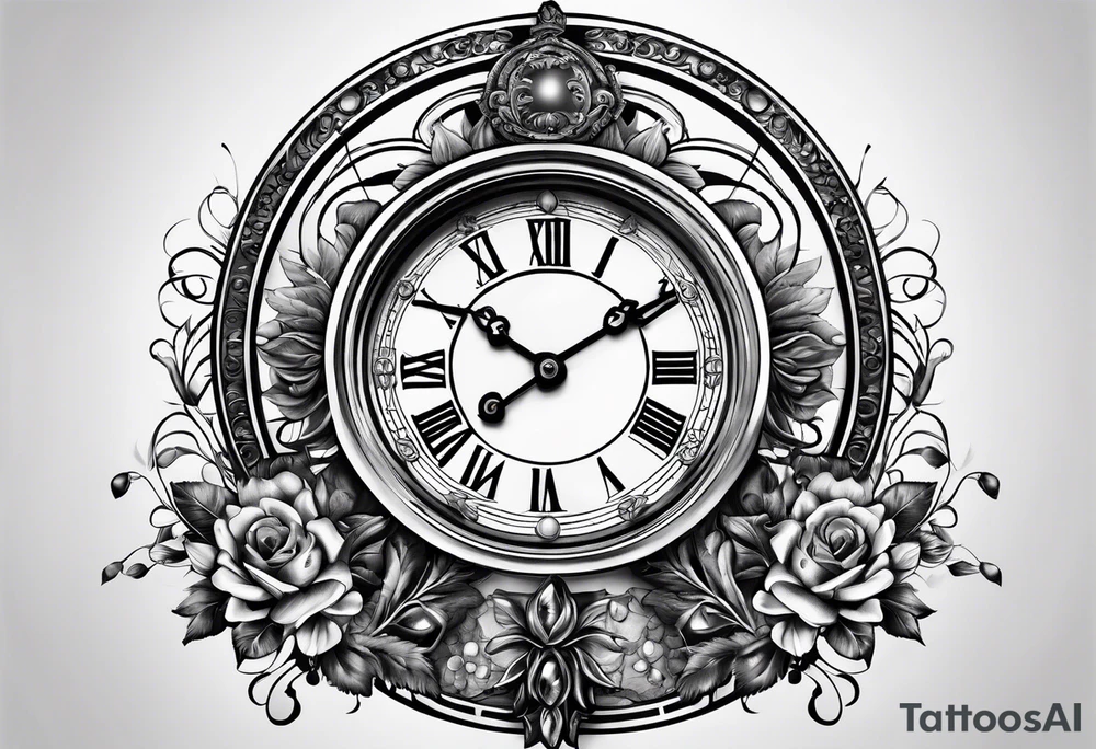 Roman god, timeless clock, rosary tattoo idea