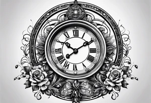Roman god, timeless clock, rosary tattoo idea
