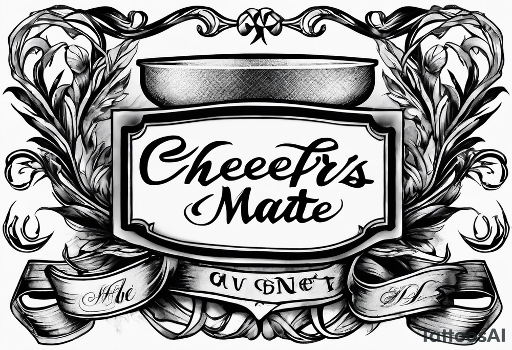 Cheers Mate text, armband +Cancer Ribbon tattoo idea