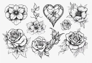 Flower outline of a heart tattoo idea