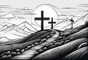 3 crosses on a hill facing west tattoo idea