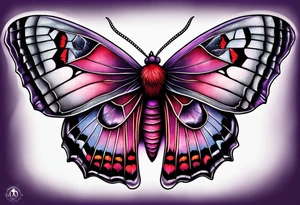 Black, red, and purple lunar moth tattoo idea