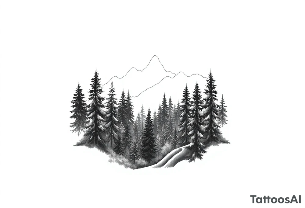 green forest background tattoo idea