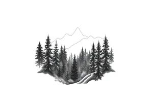 green forest background tattoo idea
