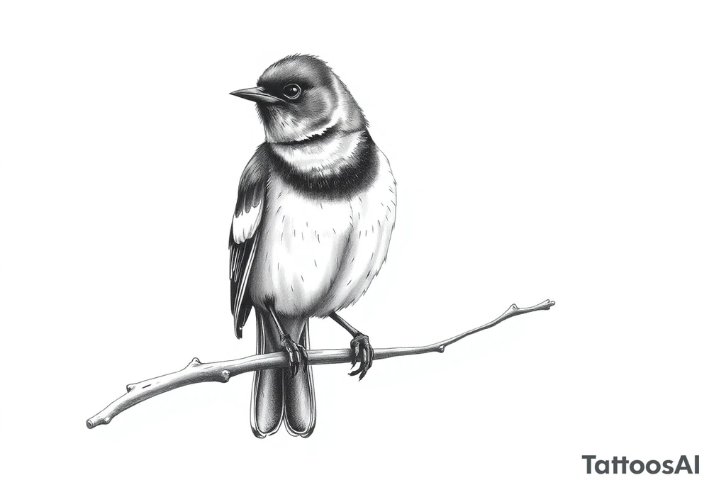 male eurasian blackbird sitting on a branch tattoo idea