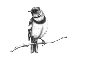 male eurasian blackbird sitting on a branch tattoo idea
