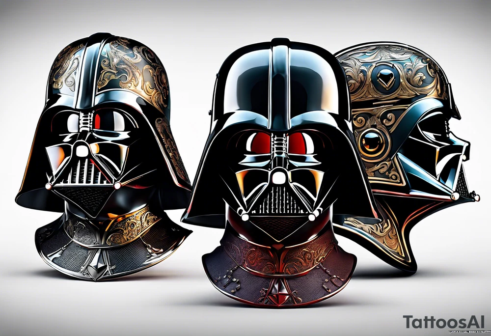 Darth Vader helmet in Roman gladiator style with skulls tattoo idea
