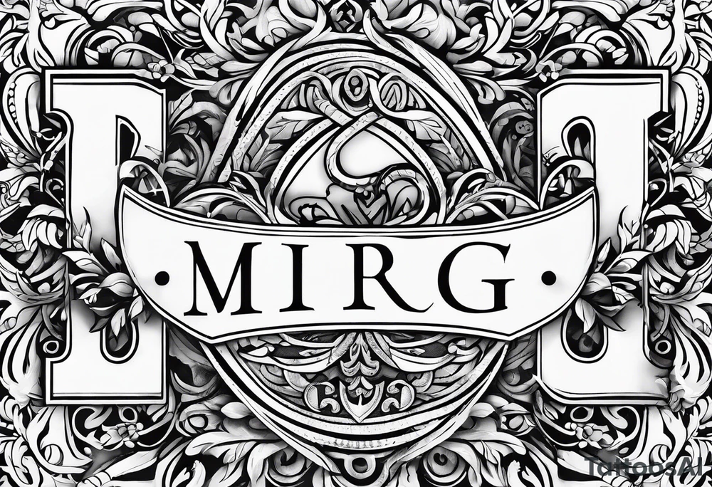 letters: "MRBG" underlined, equally separated
simple, clear, plain, unadorned, white background tattoo idea