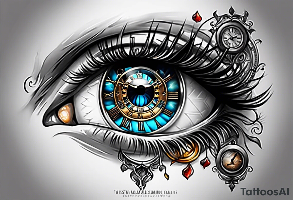 Eye with clock tattoo tattoo idea