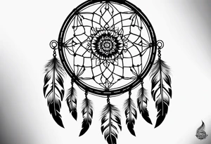 A black and white detailed dream catcher with a lot of shading tattoo idea
