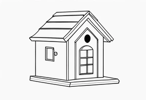 Outline of a birdhouse tattoo idea