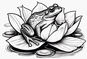 Frog on Lilly pad with water and flowers tattoo idea