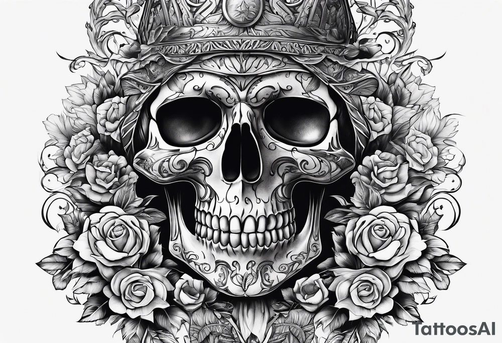 Burning skeleton tattoo idea
