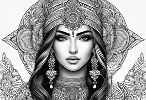 Full arm mandala henna female tattoo with mushroom henna at shoulder tattoo idea