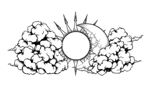 clouds sun and moon tattoo idea