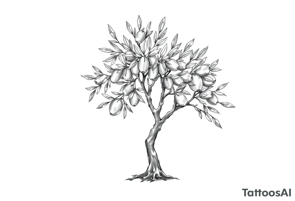 Olive tree with small olives tattoo idea