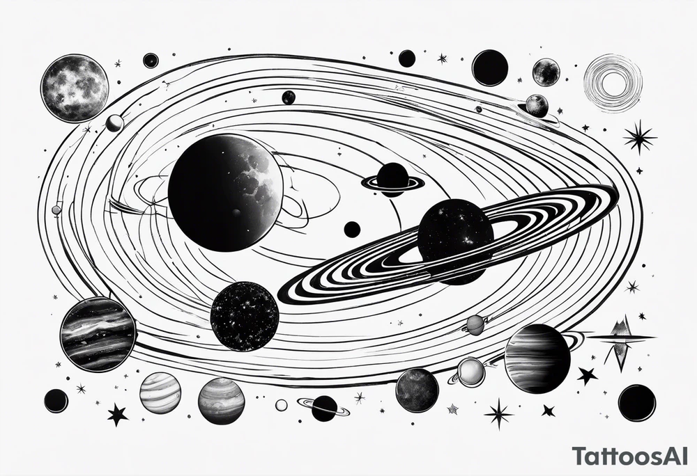 Minimalist representation of the solar system tattoo idea