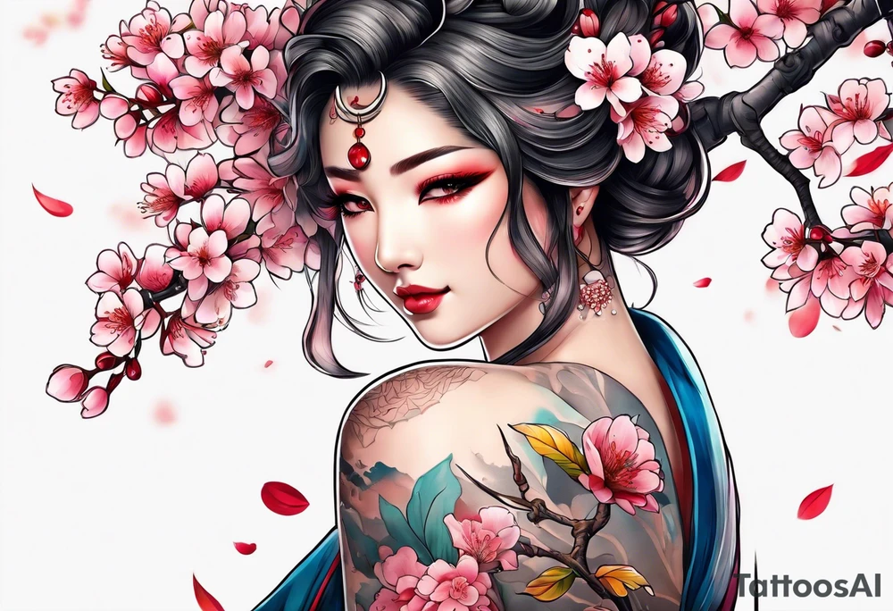 Japanese cherry tree tattoo idea