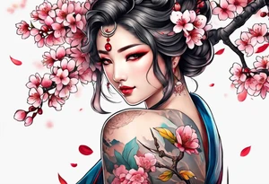 Japanese cherry tree tattoo idea