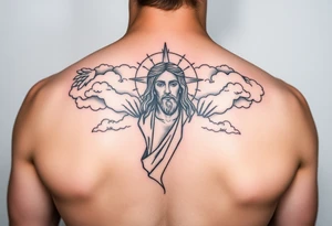 magestic jesus christ with clouds tattoo idea