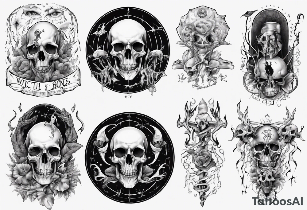 wicth and bones tattoo idea