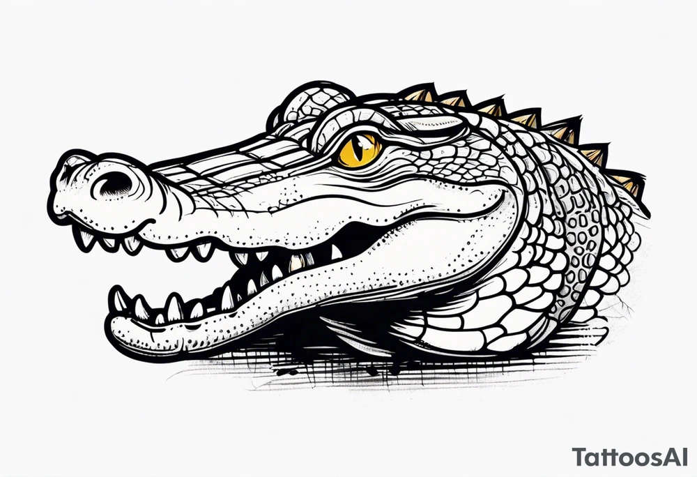 cute face baby small crocodile tattoo idea