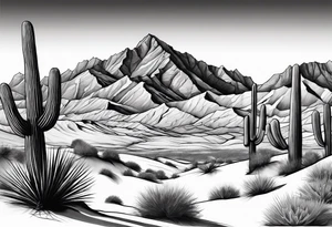 Desert and Mountains tattoo idea