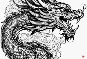 vietnamese patterns, black and white, full back, include a dragon along the spine tattoo idea