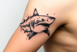 shark with open mouth frontal. tattoo idea