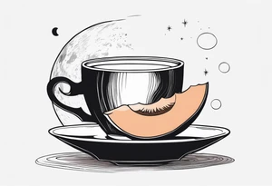 mocha coffee, moon, peach, tattoo idea