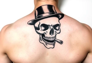 skull with top-hat and cigar in his mouth. tattoo idea