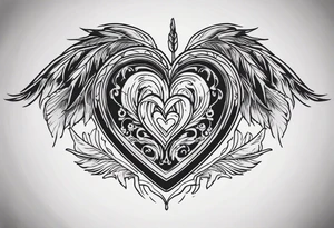 death scale weight heart and feather tattoo idea