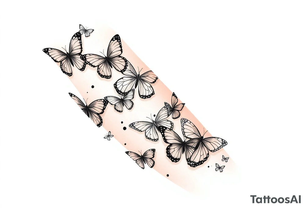 Butterflies of different sizes and colors tattoo idea