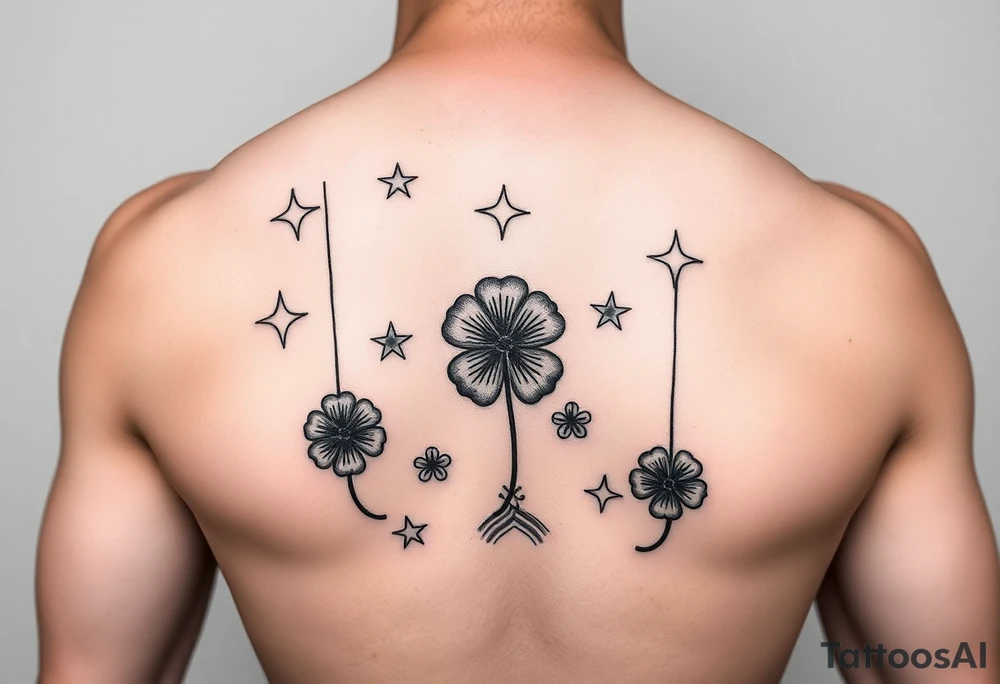 Stars swing four leaf clovers and rainbows tattoo idea