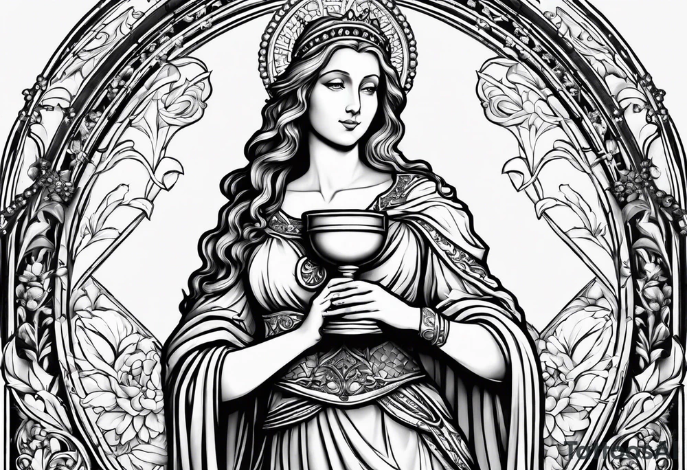 Saint Barbara holding a chalice tattoo idea