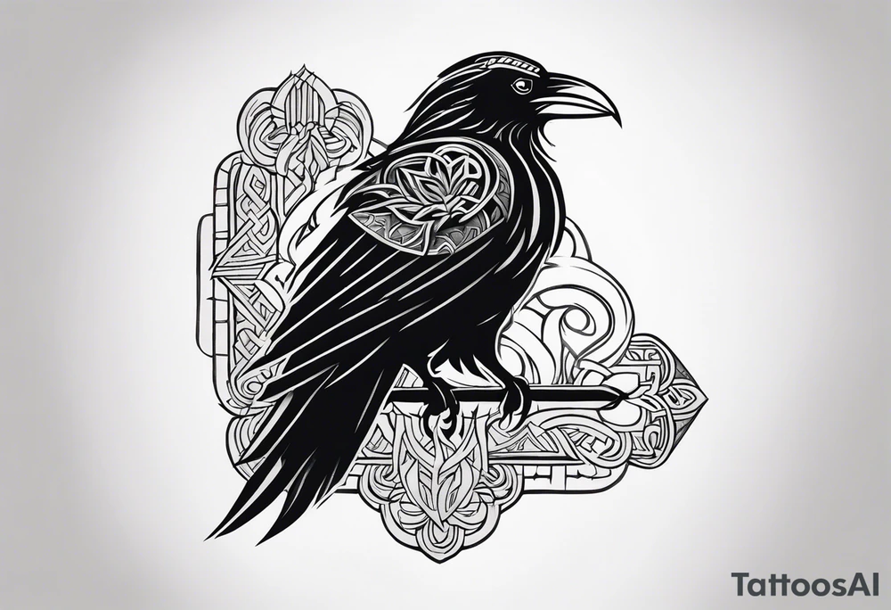 Viking crow
 in a Viking style tattoo idea